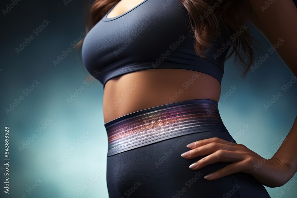 Fototapeta premium Fitness woman in sportswear with slim body, studio shot.Generative AI