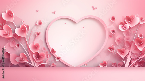 Sweet heart and floral for love valentines concept, Copy space for text advertisement