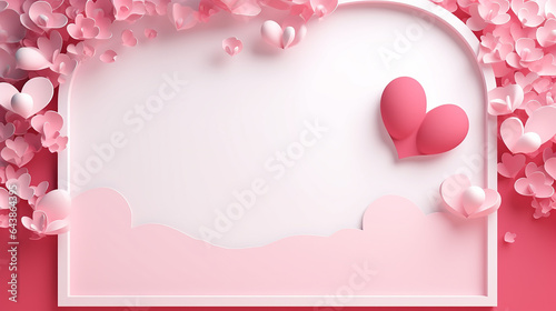 Valentines Day pink 3D paper cut sale template © Lalaland