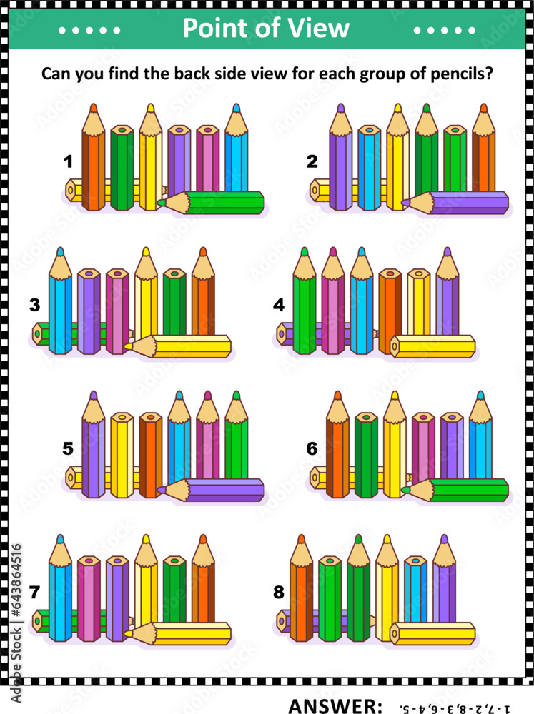 Visual puzzle with colored pencils for brain workout or just for fun ...