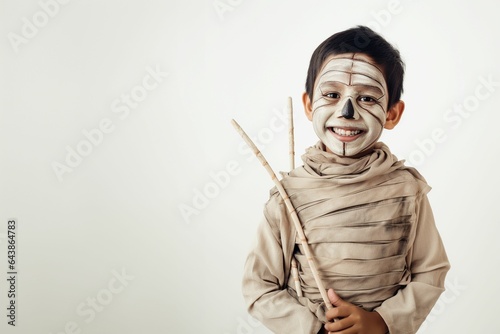 asian boy with mummy costume