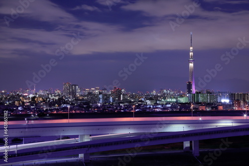 Night view of the Sky Tree, Japan,Tokyo,Katsushika, Tokyo photo