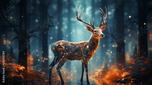 Lovely deer in the woods. Wildlife in the natural world..