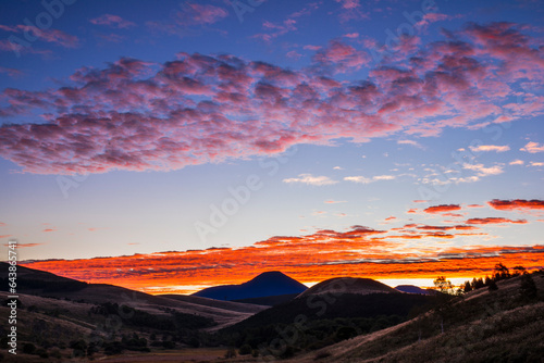 Morning glow clouds and Odoriba marshland, Mount Kirigamine,Suwa, Nagano,Nagano Prefecture,Japan photo