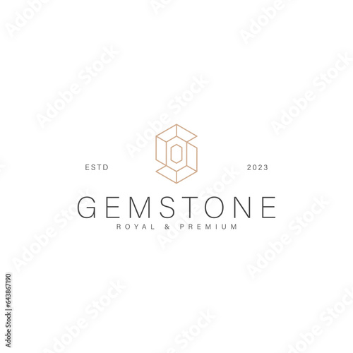 luxury gemstone geometric logo business design vector illustration for jewelry, gold and diamond shop with elegant, premium and elegant styles 