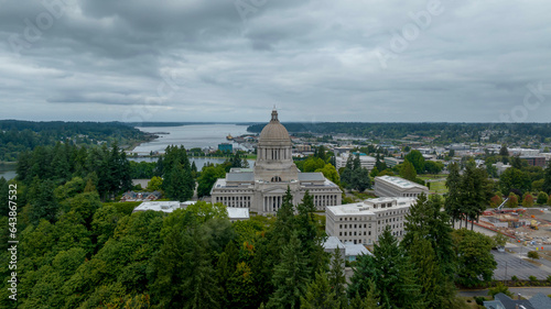 Aerial view of The Washington State Capitol In Olympia  Washington.