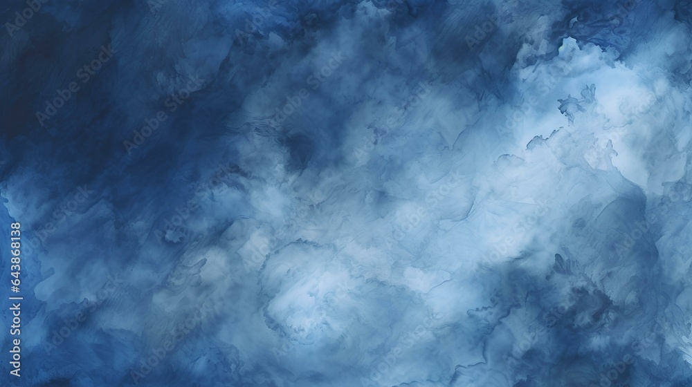 Black dark navy blue cobalt abstract watercolor. Art background for design. chaotic rough brush strokes. a dramatic sky with clouds storm. generative AI - obrazy, fototapety, plakaty 