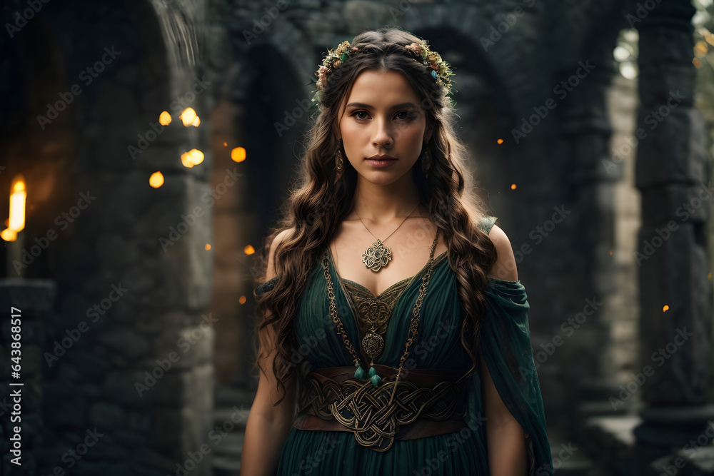 Fototapeta premium Portrait of Celtic Warrior. Image created using artificial intelligence.