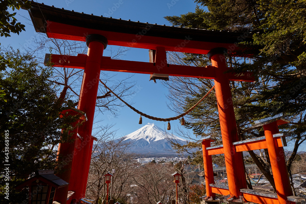 Otorii Gate of Niikurayama Sengen Park and Mt. Fuji, Japan,Yamanashi Prefecture,Fujiyoshida, Yamanashi Otorii Gate of Niikurayama Sengen Park and Mt. Fuji, Japan,Yamanashi Prefecture,Fujiyoshida, Yamanashi