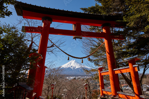 Otorii Gate of Niikurayama Sengen Park and Mt. Fuji, Japan,Yamanashi Prefecture,Fujiyoshida, Yamanashi photo