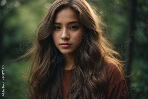 Portrait of a young beautiful woman long hair
