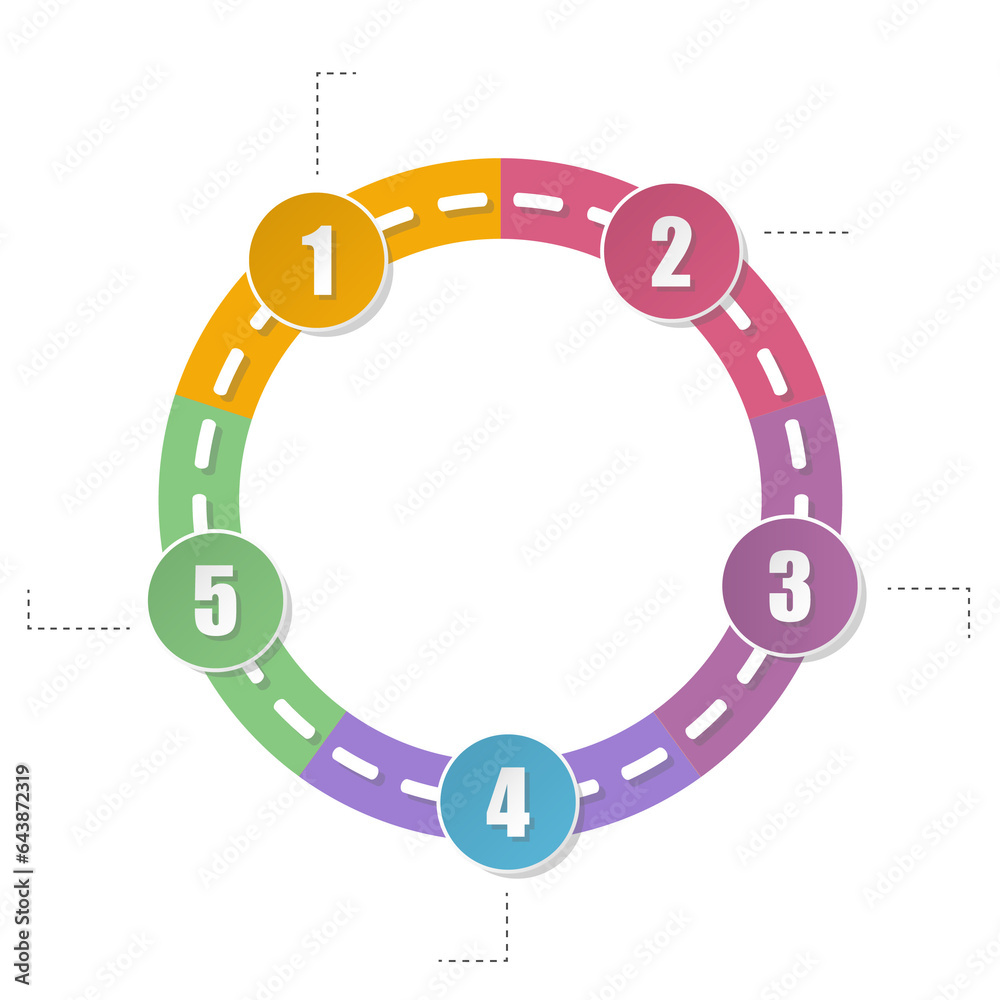 Road way infographic circle of 5 steps and business icons for finance process steps. Road way infographic circle of 5 steps and business icons for finance process steps.