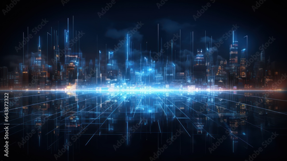 Futuristic city at night. Futuristic cityscape, Generative AI