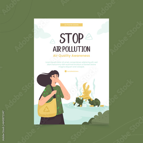 Stop air pollution illustration on poster design