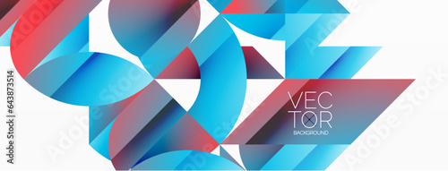 Abstract masterpiece formed by delicate interplay of circles, squares, and triangles. Geometric elements converge in harmonious chaos, evoking sense of modern creativity. Symphony of shapes