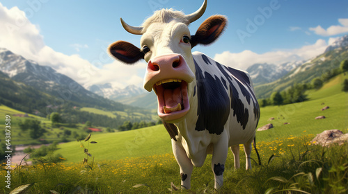 a cow s tongue is sticking out in a field