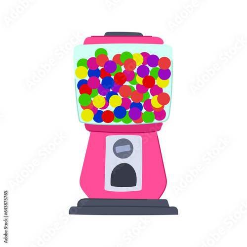 candy bubblegum machine cartoon. ball gum, glass bubble, kids vending candy bubblegum machine sign. isolated symbol vector illustration