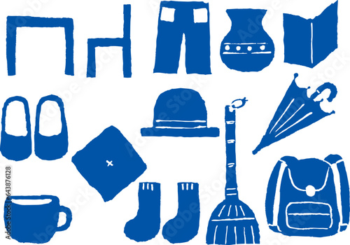 筆で描いた生活雑貨用品のシルエット2