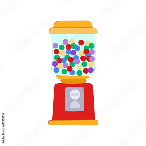 vending bubblegum machine cartoon. cute container, retro old, sweet coin vending bubblegum machine sign. isolated symbol vector illustration