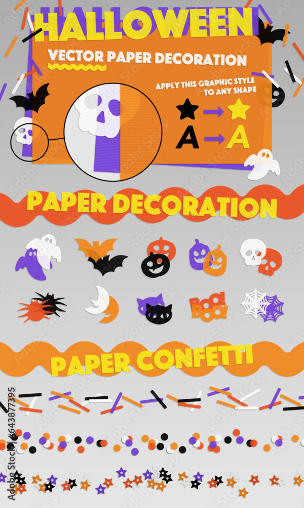 Halloween paper decoration and graphic style