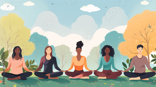 Diverse Group of People Meditating for Mental Wellness © Saran