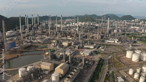 High angle view oil refinery industry suitable for energy background.