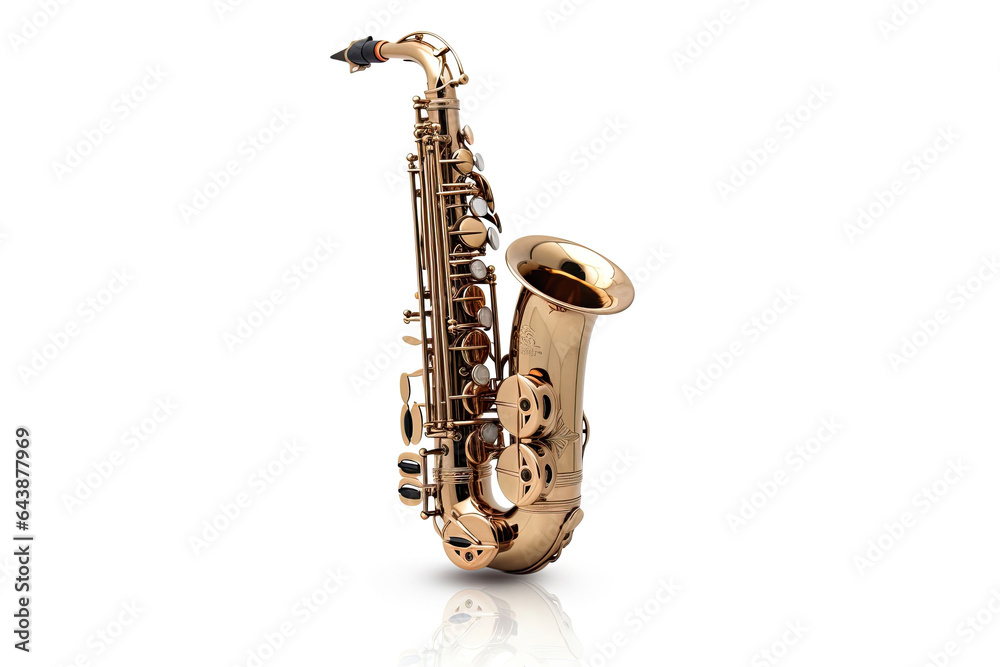 Obraz premium Saxophone isolated on white background. Music concept. Generative Ai