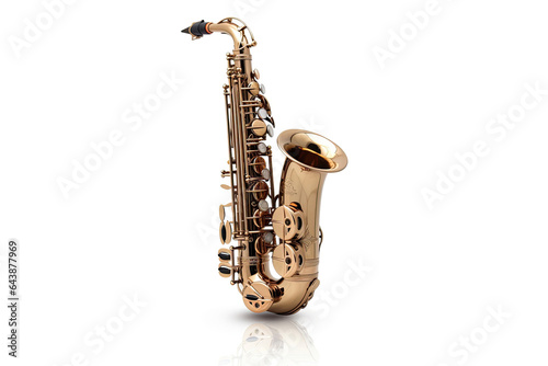 Saxophone isolated on white background. Music concept. Generative Ai