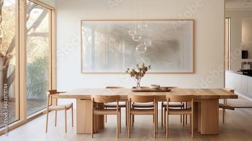 Serene Sophistication: Minimalistic Dining Room Elegance. Generative AI 7