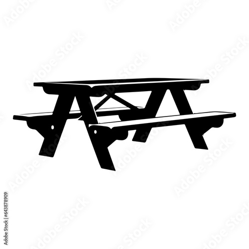 Picnic Table Icon Silhouette Illustration. Furniture Outdoor Park.