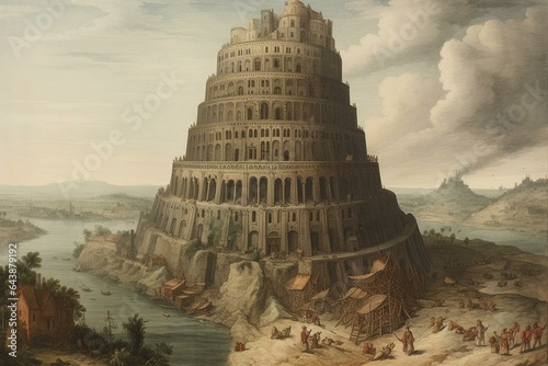 Billede på lærred ancient babel tower. Generative AI