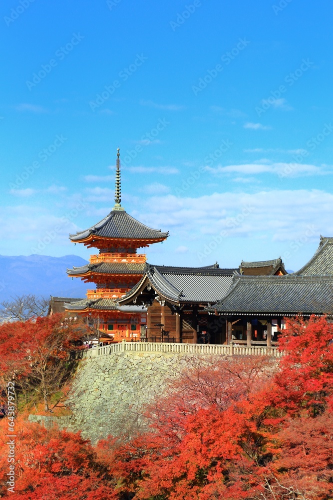 Autumn foliage of Kiyomizudera temple, Japan Autumn foliage of Kiyomizudera temple, Japan