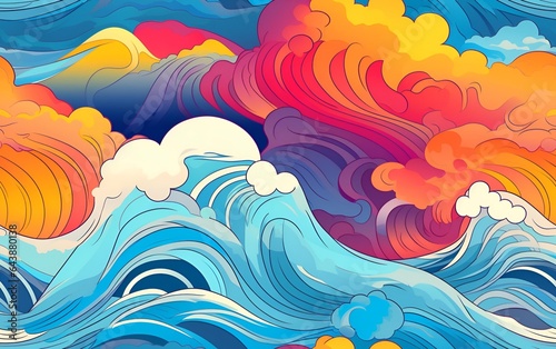 Colorful abstract background with swirls and waves