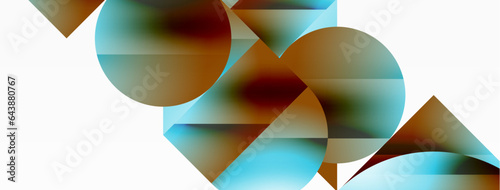 Serene gradient template. Circles and triangles mingle in minimalist perfection. Gentle fusion of forms and hues creates balanced yet captivating backdrop, embodying modern sophistication