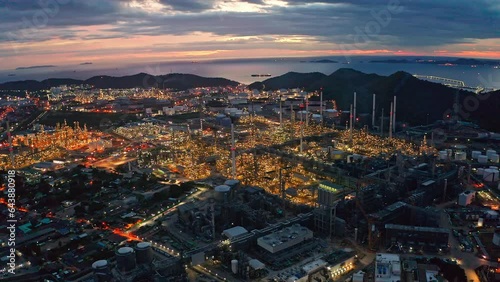 High angle view oil refinery industry suitable for energy background.