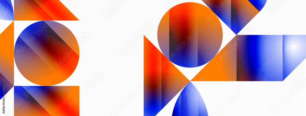 Serene gradient template. Circles and triangles mingle in minimalist perfection. Gentle fusion of forms and hues creates balanced yet captivating backdrop, embodying modern sophistication Serene gradient template. Circles and triangles mingle in minimalist perfection. Gentle fusion of forms and hues creates balanced yet captivating backdrop, embodying modern sophistication