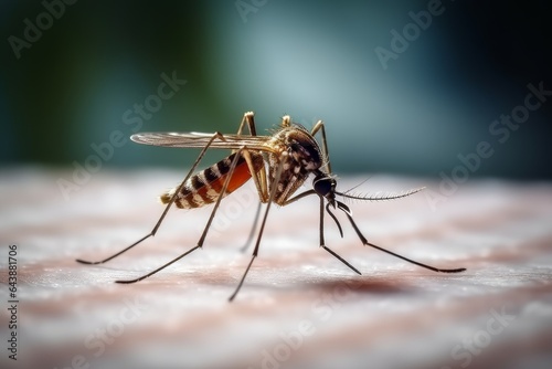 close-up of a mosquito sucking blood