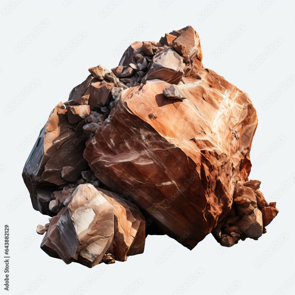 Stone boulder mining clay ore isolated without background. Generative AI