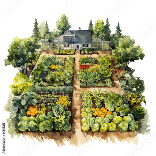 watercolor vegetable garden