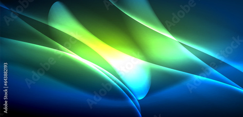 Dynamic waves in ethereal glow of neon lights. Concept merges fluidity of motion with vibrant allure of neon, crafting entrancing backdrop that embodies both vitality and futuristic sophistication