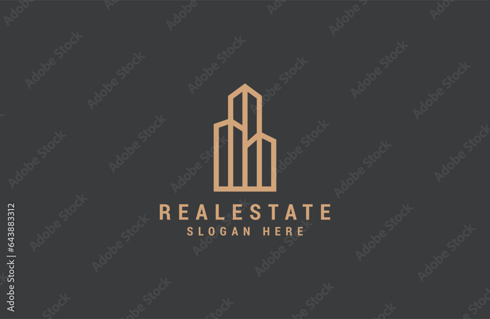 
Building real estate logo template. luxury line vector illustration