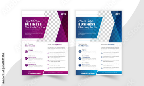 Corporate business flyer design and digital marketing agency brochure cover template with photo Free Vector. creative design and minimal vector illustration.