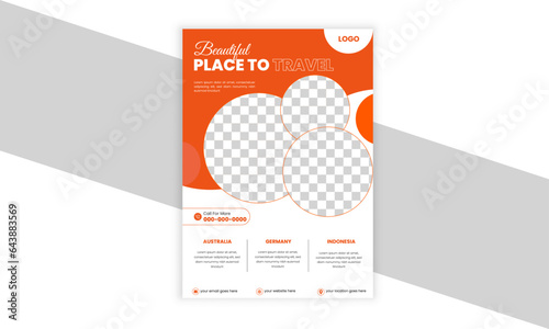 Travel poster or flyer pamphlet brochure design  Orang Travel flyer template for travel agency. Minimal Design creative vector.