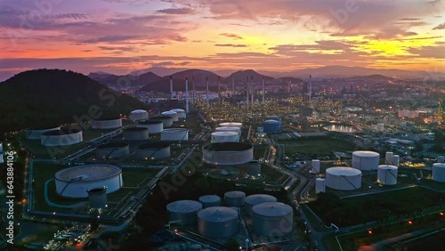 High angle view oil refinery industry suitable for energy background.