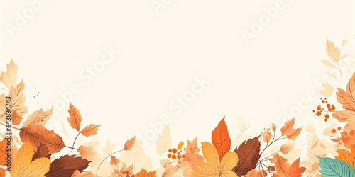 Abstract autumn beauty leaves frame. Seasonal nature art. Fall foliage design. Vibrant October colors. Red and yellow leaves. Colorful leaf border. Fall season illustration