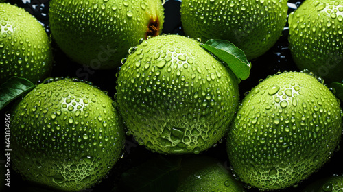Fototapeta Naklejka Na Ścianę i Meble -  pile of fresh Honeydew Melon fruits texture with water spots, shot from a top view, healty food and active lifestyle background wallpaper concept