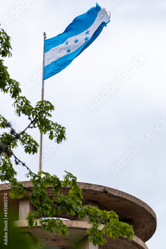 Honduran flag in the center of Tegucigalpa city, in monument Cerro Juana Lainez