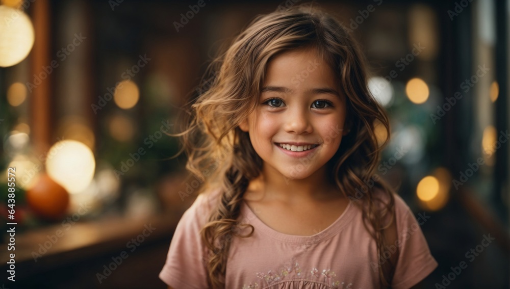 Obraz premium portrait of a happy and smiley face kid looking at camera