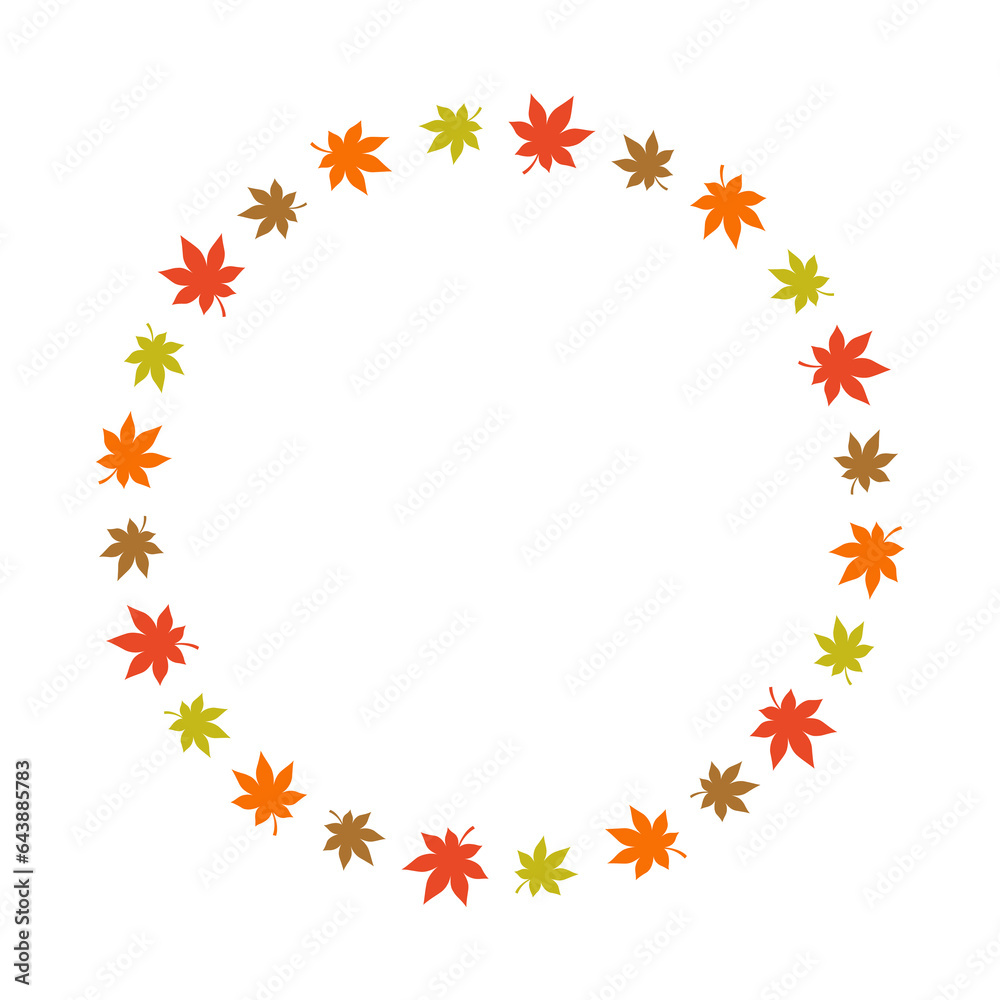 Autumn maple leaves circular frame on white background. Autumn maple leaves circular frame on white background.