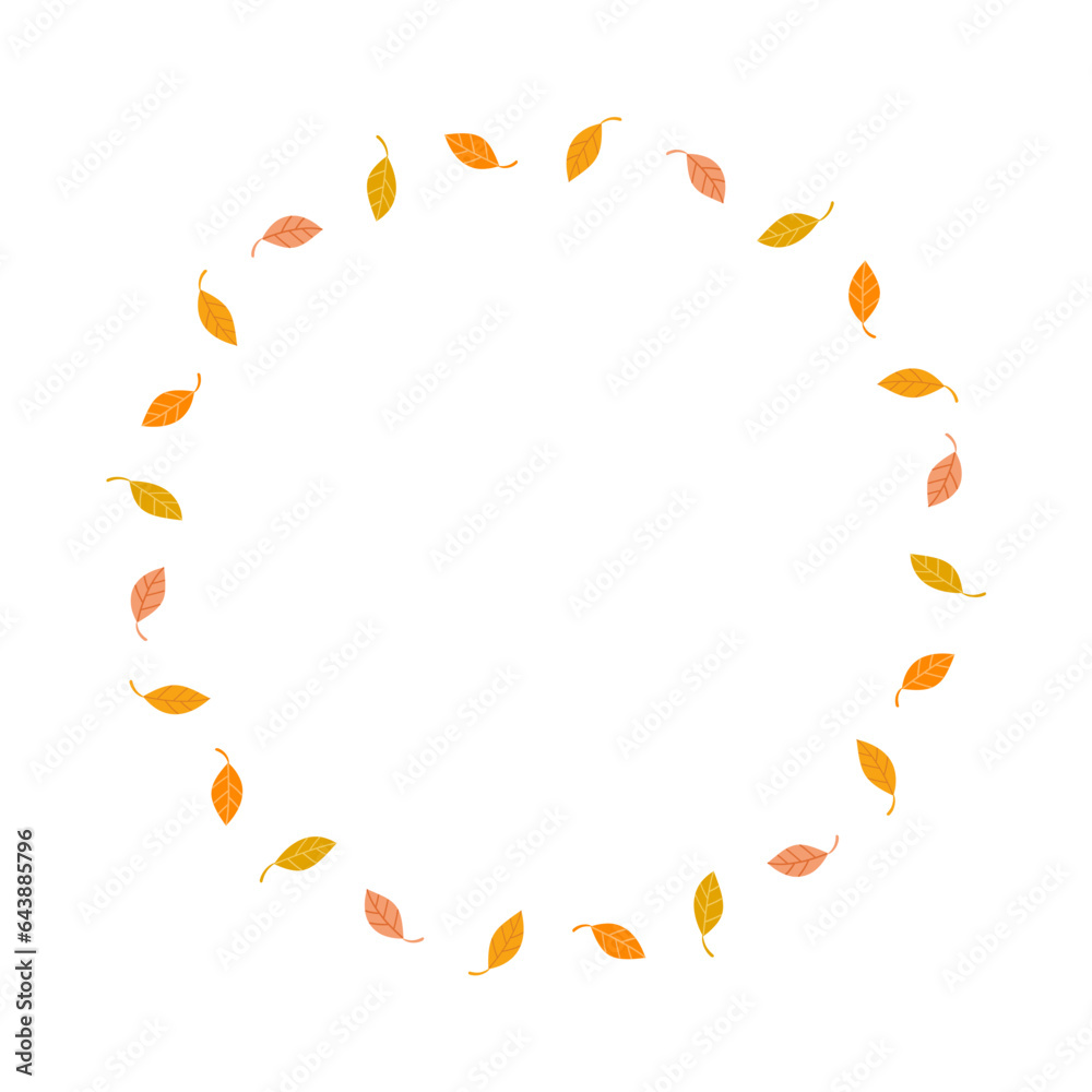 Autumn leaves circular frame on white background. Autumn leaves circular frame on white background.